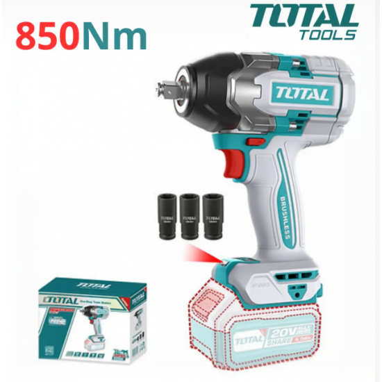 Акумулаторен ударен безчетков гайковерт TOTAL INDUSTRIAL, 20 V соло - TIWLI20851
