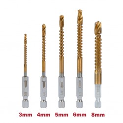 Свредло-Фрезер HSS+TIN 5бр. Ø3-8mm к-т - 1/4 HEX