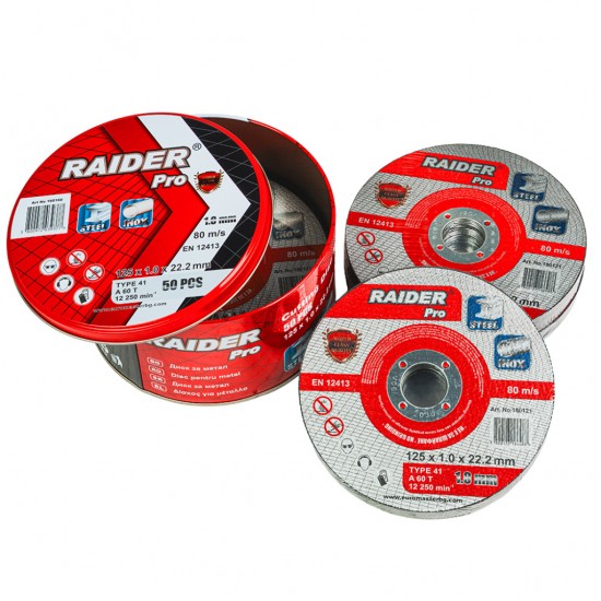 Диск за метал 125х1.0х22.2mm A60T Inox мет кутия 50бр. RDP