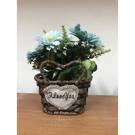 Икебана кошничка с гербери 18/14 см