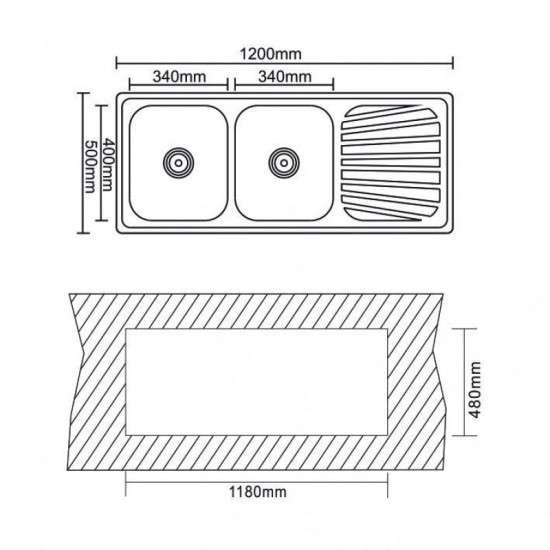 Кухненска мивка алпака ICK  12050SSR