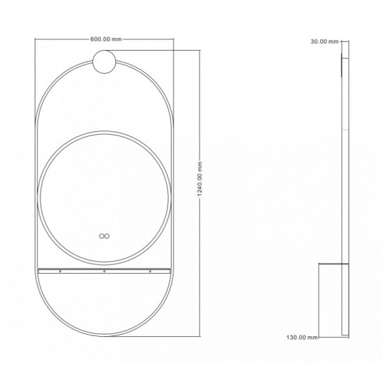 SAVONA BLACK ОГЛЕДАЛО LED 60X120 1943MB