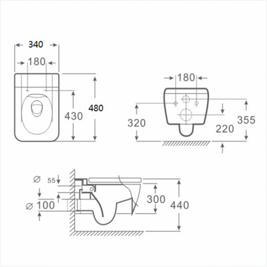 Конзолна тоалетна чиния ICC 3435W SLIM