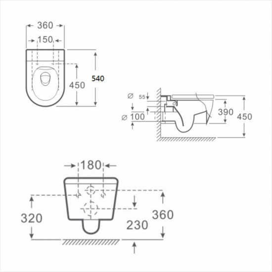 Конзолна тоалетна чиния ICC 3755B BIDET