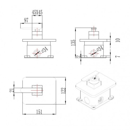 Месингов смесител за вграждане ICF 5541711 1 EASY BOX