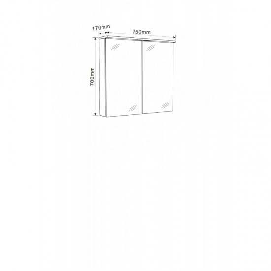 ГОРЕН ОГЛЕДАЛЕН ШКАФ ALDENE-75 6017-75W