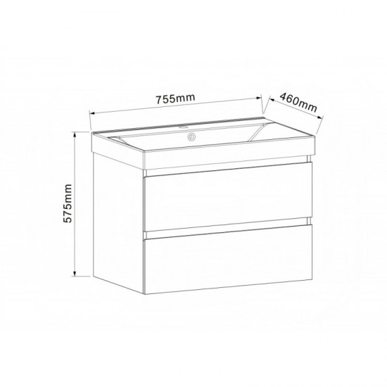 PVC ШКАФ AKADIA-75 6038-75W+УМИВ. 5953W-76CM