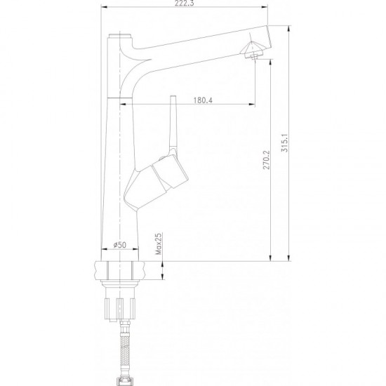 Месингов Смесител KITCHEN LINE » ICF 7163445B ЧЕРЕН МАТ