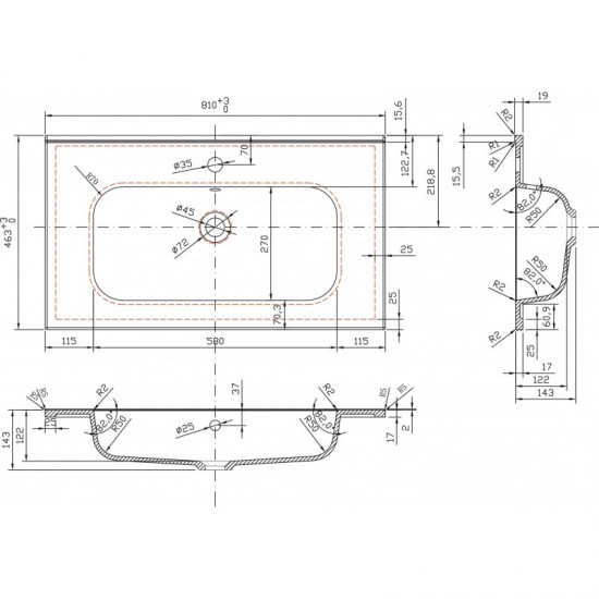 Умивалник от смола ICC 8050MB BASIN