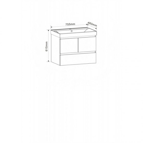 PVC ШКАФ AMBROGIO-75 9048-75W+УМИВ. 5953W-76CM