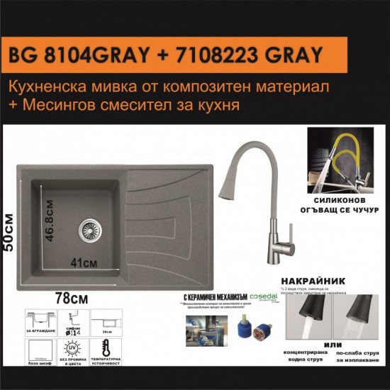 СЕТОВЕ ЗА КУХНЯ 2 в 1 / 3 в 1 BG 8104 GRAY + 7108223 GRAY