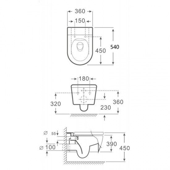 Конзолна тоалетна чиния ICC 3755W BIDET LUX