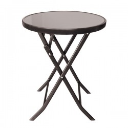 Маса Muhler D60xH74cm, сгъваема, стъклен плот