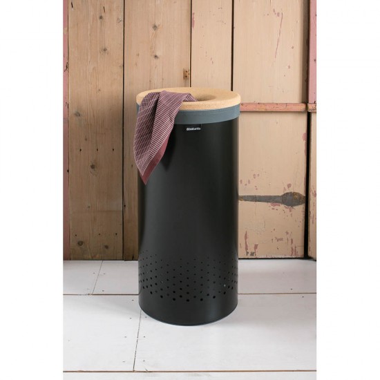 Кош за пране Brabantia 35L, Matt Black, корков капак