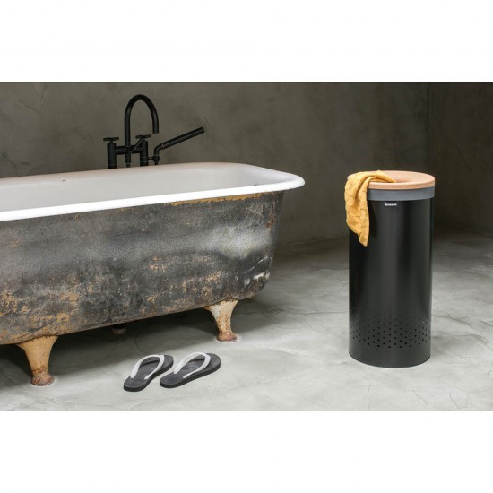 Кош за пране Brabantia 35L, Matt Black, корков капак