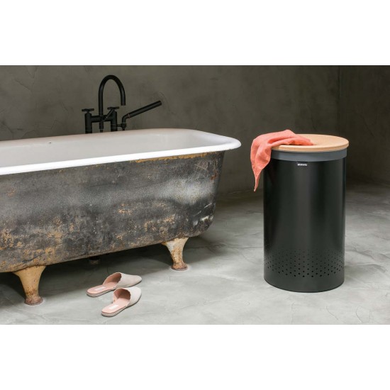 Кош за пране Brabantia 60L, Matt Black, корков капак