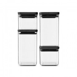 Комплект буркани Brabantia Tasty+ (2х0.7L и 2x1.6L), 4 броя ,Dark Grey Lid
