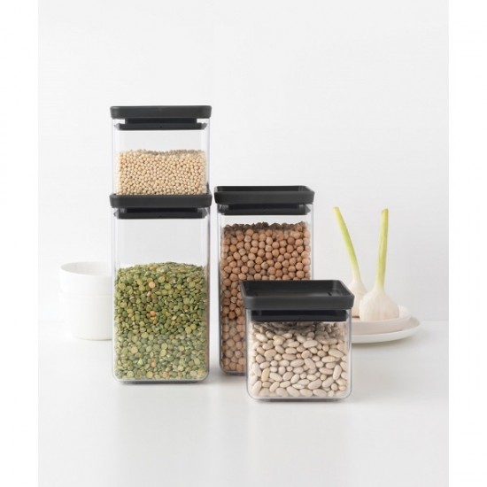 Комплект буркани Brabantia Tasty+ (2х0.7L и 2x1.6L), 4 броя ,Dark Grey Lid