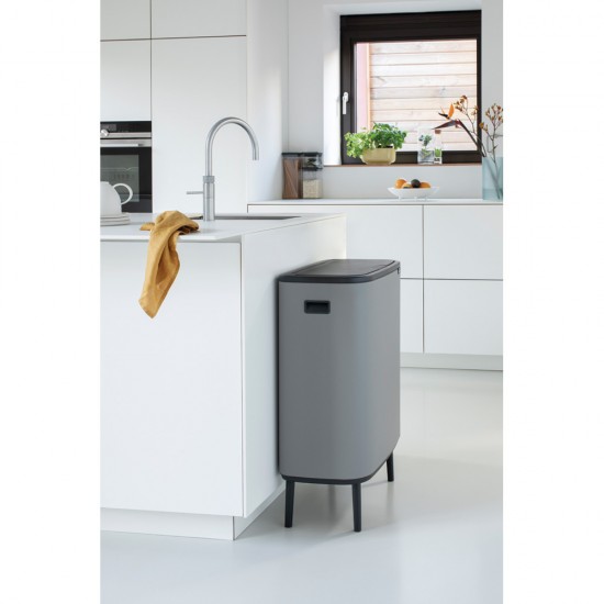 Кош за смет Brabantia Bo Touch Hi 2x30L, Mineral Concrete Grey