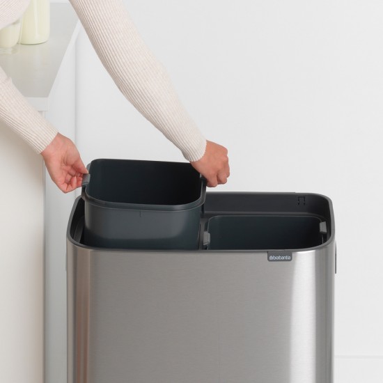 Кош за смет Brabantia Bo Touch 2x30L, Matt Steel Fingerprint Proof