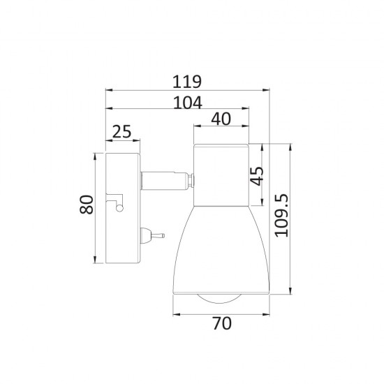 Спот 1-ца Pluto, E14, 1 max 40W, с ключ Спот 1-ца Pluto, E14, 1 max 40W, с ключ