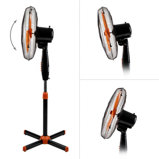 Вентилатор на стойка 16'' Perfect FM-3235, 40W, черно-оранжево Вентилатор на стойка 16'' Perfect FM-3235, 40W, черно-оранжево
