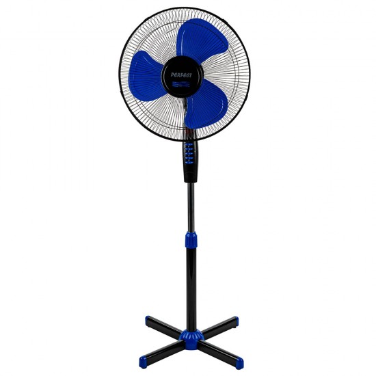 Вентилатор на стойка 16'' Perfect FM-3237, 40W, черно-синьо Вентилатор на стойка 16'' Perfect FM-3237, 40W, черно-синьо