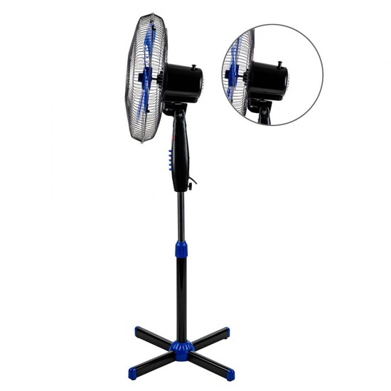 Вентилатор на стойка 16'' Perfect FM-3237, 40W, черно-синьо Вентилатор на стойка 16'' Perfect FM-3237, 40W, черно-синьо