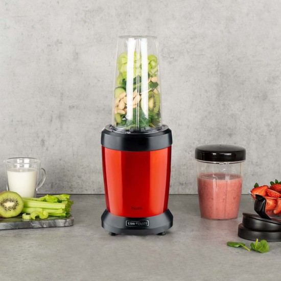 Нутри блендер Homa HNB-1299 Rossy, 1200W, 6 ножа, 2 чаши, червен Нутри блендер Homa HNB-1299 Rossy, 1200W, 6 ножа, 2 чаши, червен