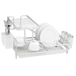 Сушилник за съдове 2 нива Luigi Ferrero FR-5535AL-T 55.5x35.2x27.3cm, алуминий, прозрачна табла