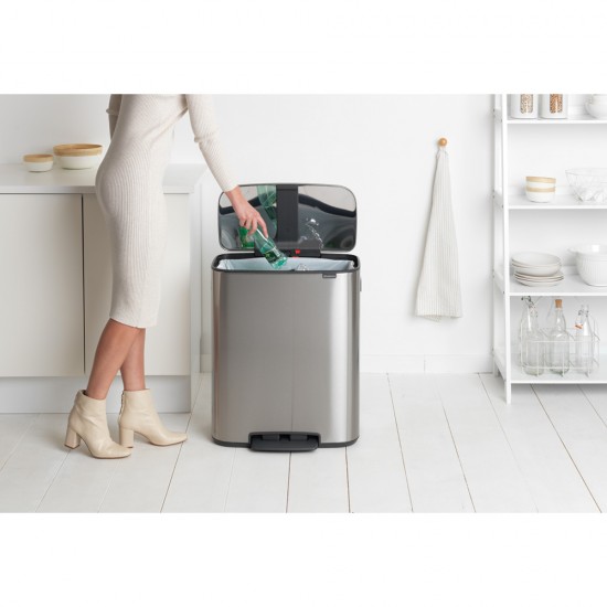 Кош за смет Brabantia Bo Pedal 60L, Matt Steel Fingerprint Proof