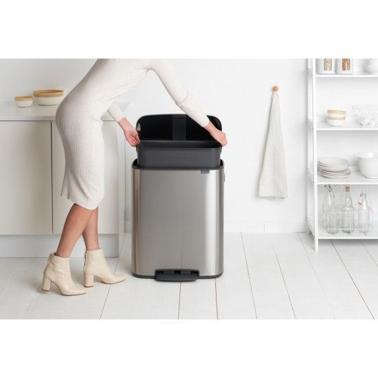 Кош за смет Brabantia Bo Pedal 60L, Matt Steel Fingerprint Proof