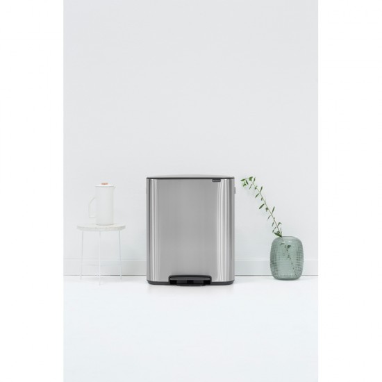 Кош за смет Brabantia Bo Pedal 60L, Matt Steel Fingerprint Proof