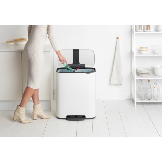 Кош за смет Brabantia Bo Pedal 2x30L, White