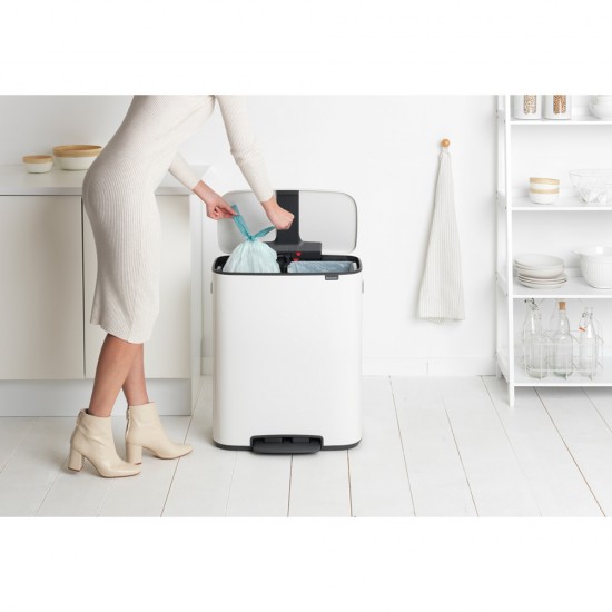 Кош за смет Brabantia Bo Pedal 2x30L, White