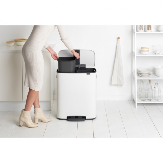 Кош за смет Brabantia Bo Pedal 2x30L, White