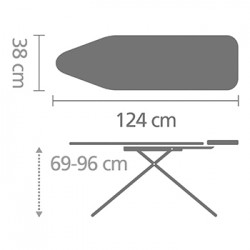Маса за гладене Brabantia B 124x38cm с масивна поставка за ютия, Ice Water