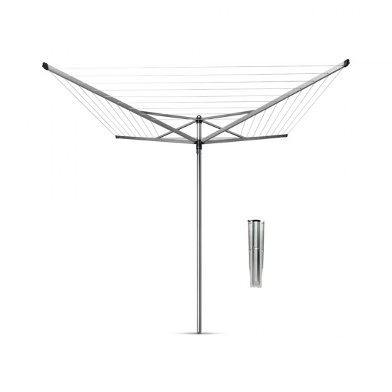 Външен простор Brabantia Topspinner 50m, метален шип за вкопаване, Metallic Grey