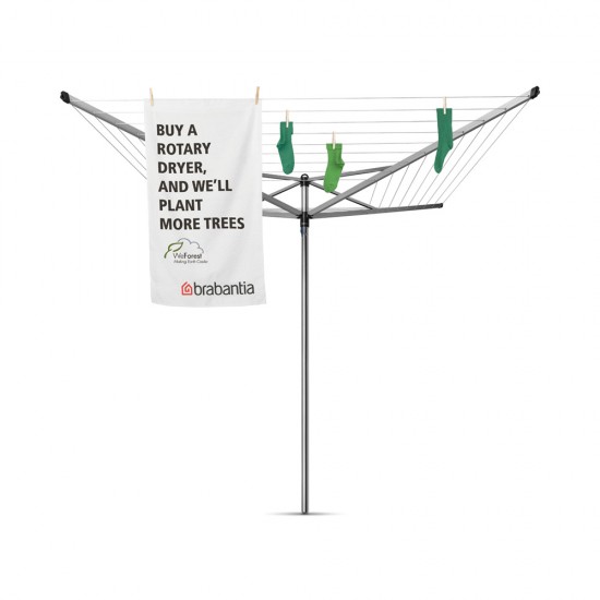 Външен простор Brabantia Topspinner 50m, метален шип за вкопаване, Metallic Grey