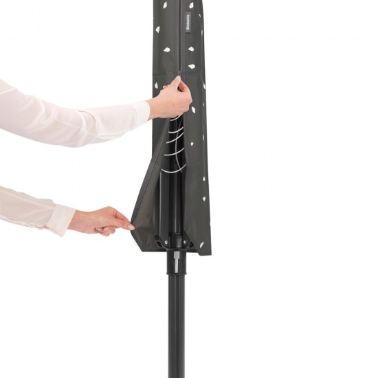 Външен простор Brabantia Lift-O-Matic 50m, метален шиш за вкопаване, калъф и торба с щипки, Anthracite