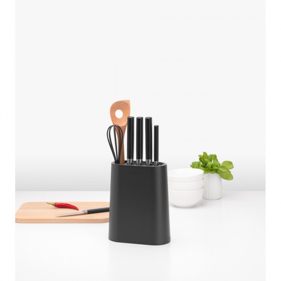 Блок за ножове с държач за прибори Brabantia Profile New, Dark Grey