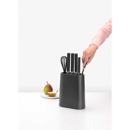 Блок за ножове с държач за прибори Brabantia Profile New, Dark Grey