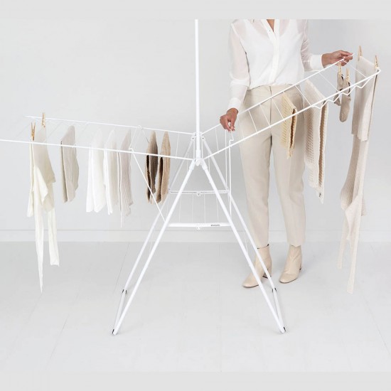 Сушилник за дрехи Brabantia Hangon 25m с допълнителен прът, Fresh White