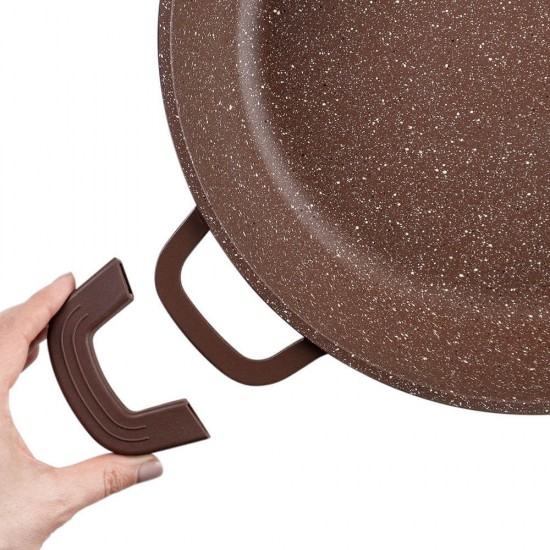 Тенджера плитка Muhler Mia MR-3275M 32x7.5cm, 4.3L, шоколад, лят алуминий Тенджера плитка Muhler Mia MR-3275M 32x7.5cm, 4.3L, шоколад, лят алуминий