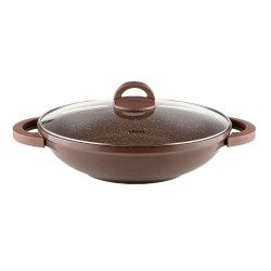 Тиган уок с капак Muhler Mia MR-3285M 32x8.5cm, 3.8L, шоколад, лят алуминий