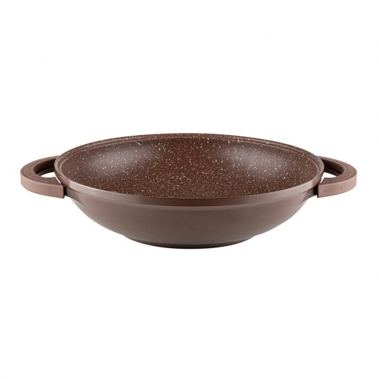 Тиган уок с капак Muhler Mia MR-3285M 32x8.5cm, 3.8L, шоколад, лят алуминий Тиган уок с капак Muhler Mia MR-3285M 32x8.5cm, 3.8L, шоколад, лят алуминий