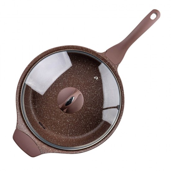 Тиган дълбок с капак Muhler Mia MR-2807M 28x7cm, 2.8L, шоколад, лят алуминий Тиган дълбок с капак Muhler Mia MR-2807M 28x7cm, 2.8L, шоколад, лят алуминий