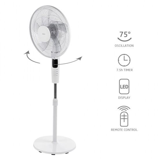 Вентилатор на стойка 16'' Diplomat DFX-500RC, 60W, таймер, LED, дист. упр-е Вентилатор на стойка 16'' Diplomat DFX-500RC, 60W, таймер, LED, дист. упр-е