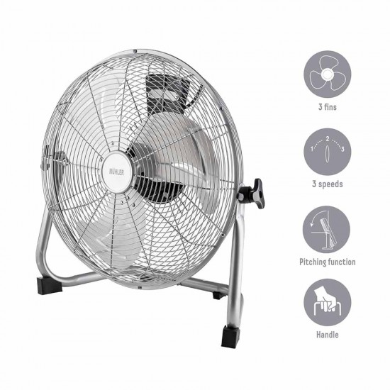 Вентилатор подов 18'' Muhler FM-1813, 100W, индустриален, метален Вентилатор подов 18'' Muhler FM-1813, 100W, индустриален, метален