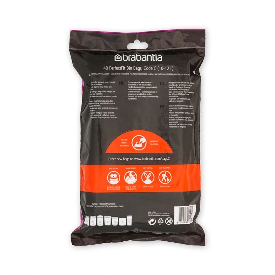 Торба за кош Brabantia PerfectFit Sort&Go/Touch N размер C, 10-12L, 40 броя, пакет Торба за кош Brabantia PerfectFit Sort&Go/Touch N размер C, 10-12L, 40 броя, пакет